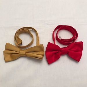 Elegant Gold and Red Bow Tie Set
